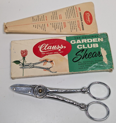 #ad Vintage Garden Club Clauss Fremont USA Scissors With Floral Design Garden Shears $23.99