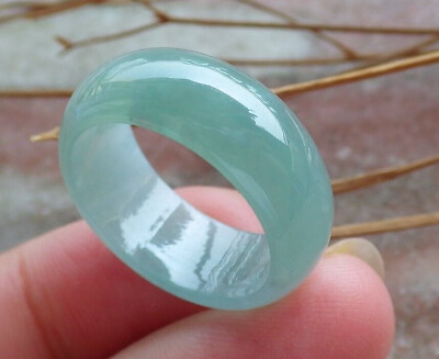 #ad Certified Icy Green Natural 100% A Jadeite Jade Circle Ring NO. 7.5 戒指 # 413498 $55.20