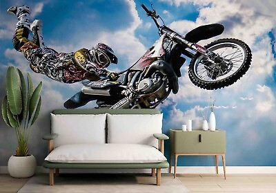 #ad 3D Sport Motocross Wallpaper Wall Murals Removable Wallpaper 92 AU $249.99