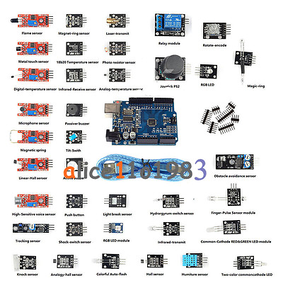 #ad 37 in 1 Sensor Modul Kit UNO R3 ATmega328P CH340 Board $17.36