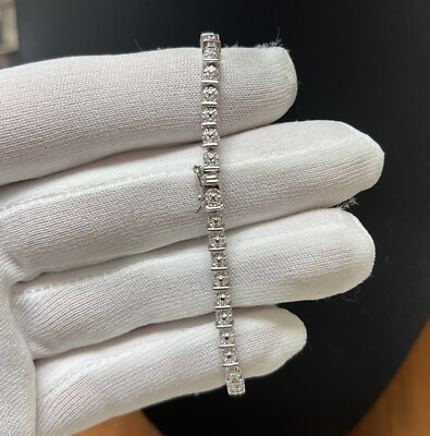 #ad Sterling silver diamond cut tennis bracelet 925 11G 7” 2mm Rare Estate Found $65.00