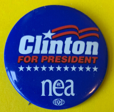 #ad 1992 Bill Clinton NEA Vintage US Political button pin Campaign badge AL GORE old $8.92