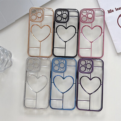 #ad Electroplating Love Heart Stylish Phone Case For iPhone 14 Plus 13 Pro Max 12 11 $8.01