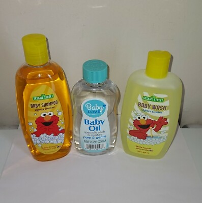 #ad Sesame Street Lightly Scented Baby Wash Shampoo amp; Baby Love Baby Oil New $10.99