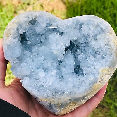 #ad 1416g Natural Blue Celestite Geode Heart Quartz Crystal Mineral Specimen Healing $159.00