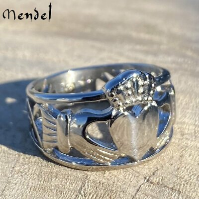 #ad MENDEL Stainless Steel Mens Celtic Irish Claddagh Wedding Band Ring Size 6 15 $10.99