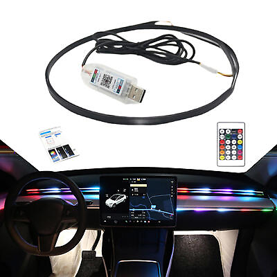 #ad LED Car Interior Ambient Strip Lights RGB Fiber Optic Atmosphere Neon Lighting $16.00