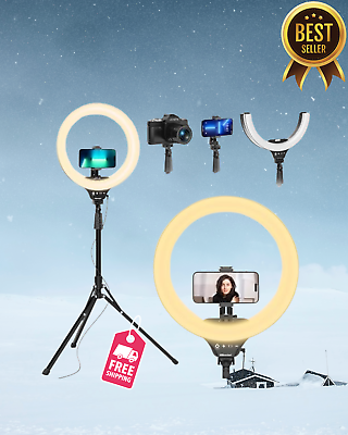 #ad 14quot; Light Ring Tripod Stand Phone Selfie Led Holder Vivitar 18In Adjustable 63In $51.41