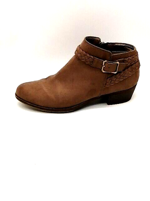 #ad Life Stride Womens Ankle Boot Adriana Brown Side Zip Braided Strap Buckle 8 $19.99