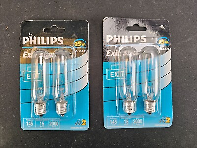 #ad NEW Philips Exit Sign Bulbs BC15T6 145V Pack of 2 15W Exit Sign Light Bulbs $9.95