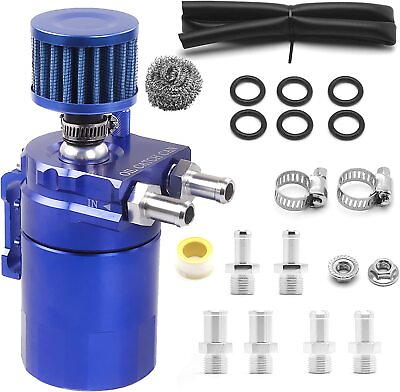 #ad #ad Oil Catch Can Kit Reservoir Baffled Tank With Breather Filter Universal Aluminum $17.99