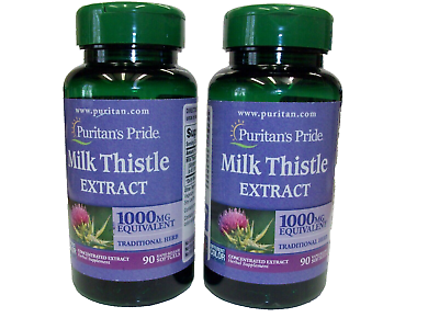 #ad Puritan#x27;s Pride Milk Thistle Extract 1000mg Softgel 90 Count 2 Btl. $13.88