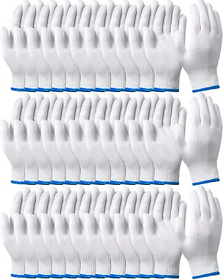 #ad 24 Pairs Hand Working Gloves Cotton Liners Gloves Thicker White $26.99