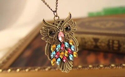 #ad New Arrival Fashion Unique Owl Color Rhinestone Necklace Jewelry Gift Women $7.49