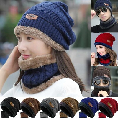 #ad Winter Baggy Slouchy Knit Warm Beanie Hat and Scarf Ski Skull Cap for Mens Women $9.49