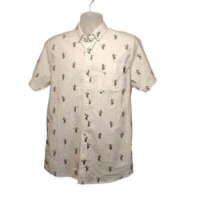 #ad Rip Curl Shirt Mens Small White Hula Beach Hawaiian Short Sleeve Button Up $24.99
