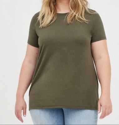 #ad Torrid Signature Everyday Crew Neck Jersey Tee Classic Fit Green Top Size 3X 3 $18.00