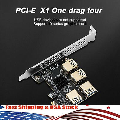 4 Ports PCIe Riser Adapter Board 1x to 4 USB 3.0 GPU Fit for Mining YU $24.79