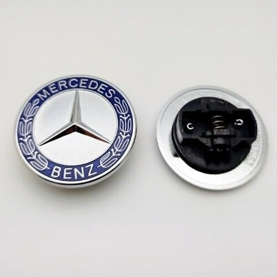 #ad Front Hood Emblem silver Flat Laurel Wreath Badge For Mercedes Benz 57mm $10.00