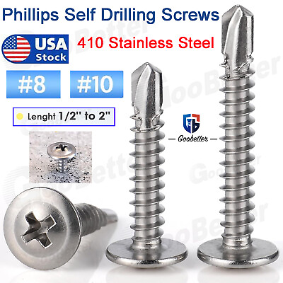 #ad #8 #10 UNC Phillips Modified Truss Head Self Drilling Screws 410 Stainless Steel $6.29