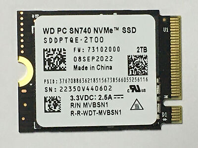 WD 2TB M.2 2230 SSD NVMe PCIe4x4 PC SN740 For Steam Deck ASUS ROG Dell Laptop $328.77