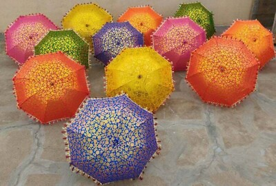#ad 50 PC Decorative umbrella Wholesale Lot cotton indian handmade Vintage Sun Paras $287.09