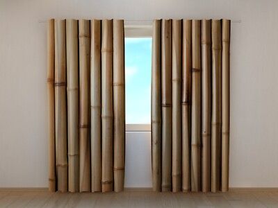 #ad 3D Photo Curtain Dry Brown Bamboo Abstraction Made to Measure $199.00