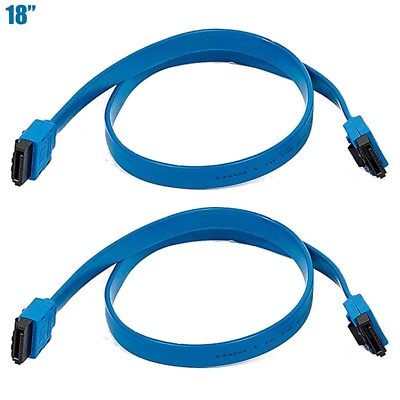 #ad 2 Pcs 18quot; SATA 3.0 III SATA3 SATAiii 6Gbps HDD Hard Drive Data Cable Cord Blue $10.76