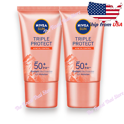 #ad Nivea Sun Triple Protect Acne Oil Control Sunscreen SPF50 40 ml x 2 USA STOCK $30.80