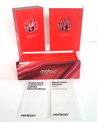 #ad EMPTY Box Moto Z2 Force Phone Box Red Meet Your Phone Pamphlet $9.34