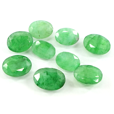 #ad 88.20 Ct Oval Cut Certified Colombian Green Natural Emerald Gemstone Lot 9 pcs $17.59