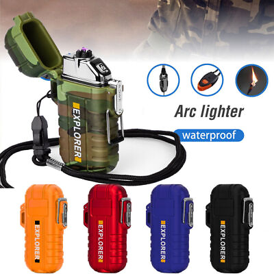 #ad Waterproof Electric Lighter Dual Arc Plasma Flameless Windproof USB Rechargeable $10.60