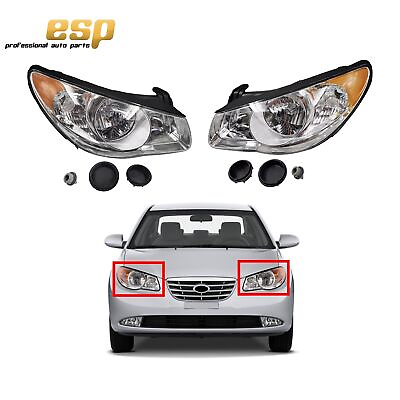 #ad Pair of Front Leftamp;Right Headlights For 07 10 Hyundai Elantra 1592045 1592046 $106.48