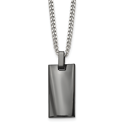 #ad Chisel Stainless Steel Polished Black IP plated Rectangle Dog Tag on a 22 inch C $56.80