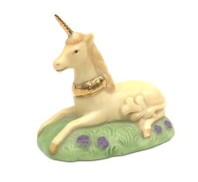 #ad PG Ceramic Handcrafted Unicorn Made in Malaysia Gold Tone Horn amp; Collar 2.25quot; $11.99