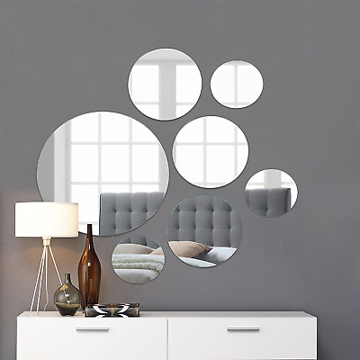 #ad Medium round Mirror Wall Mounted Assorted Sizes 1X10” 3X7” 3X4” Set of 7 r $16.88