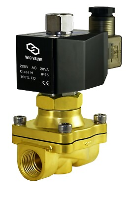 #ad 1 2quot; Normally Open Brass Water Zero Differential Electric Solenoid Valve 220V AC $75.99