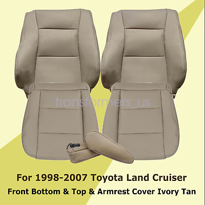 #ad Fits Toyota Land Cruiser 1998 2007 Font Leather Seat Cover amp; Armrest Cover Tan $230.59