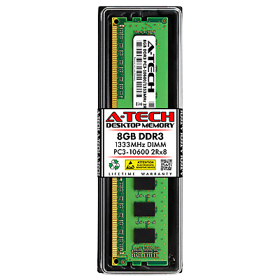 A Tech 8GB PC3 10600 Desktop DDR3 1333 MHz 240 Pin DIMM Non ECC Memory RAM 1x 8G $13.99