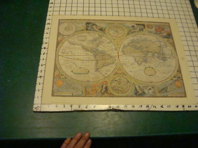 #ad vintage but repro map A NEW AND ACCVRAT MAP OF THE WORLD hammond 21 x 16quot; $69.49