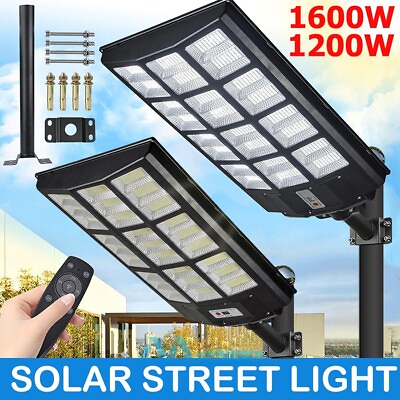 #ad Commercial 1600W Solar Light Motion Sensor 990000000LM Parking Lot Light w Pole $99.83