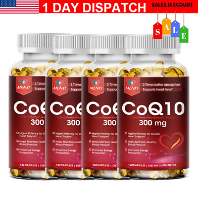 #ad COQ 10 Coenzyme Q 10 300mg Heart Health Support Increase Energy amp; Stamina 120PC $12.99
