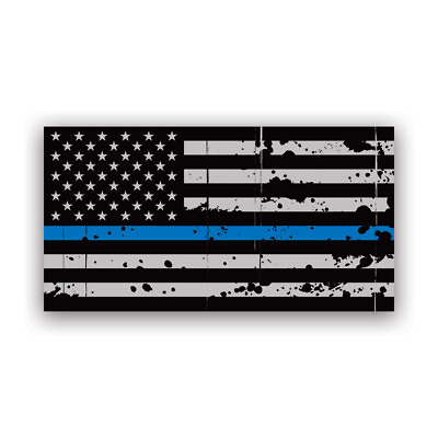 #ad Tattered Thin Blue Line Subdued American Flag Sticker Decal Weatherproof $44.99