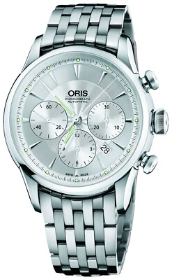 #ad NEW* Oris Artelier 67676034051MB Chronograph Stainless Steel MSRP $3650 $1499.99
