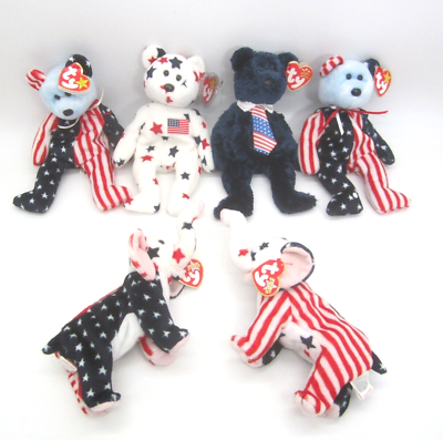 #ad Lot of 7 Ty Beanie Baby Patriotic Animals All NWT $21.60