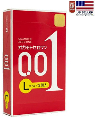 #ad OKAMOTO 001 L size Large Polyurethane Condom 0.01mm 3pcs Made In Japan US Seller $11.49