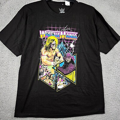#ad WWE WWF WrestleMania Shirt Adult Large Vintage Casual Wrestling Retro Mens NWT $18.88