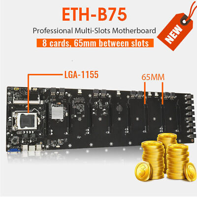 #ad SZMZ ETH B75 Mining Motherboard 8 GPU Mainboard with CPU for LGA 1155 PCI E 16X $98.98