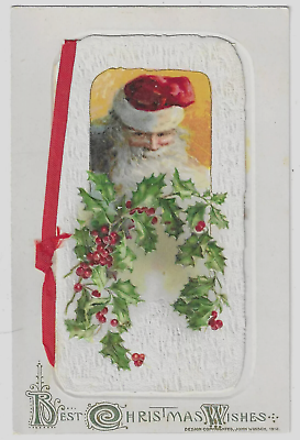 #ad Winsch SANTA CLAUS Booklet Antique Novelty Christmas Postcard h595 $19.95