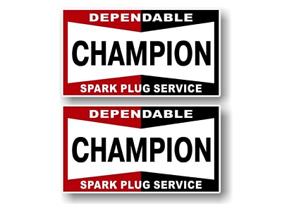 #ad 2 CHAMPION Spark Plug Vintage 13quot; Decals Antique Cleaner Tester Unit Stickers $15.98